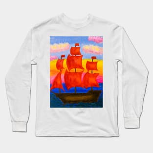 Ship with red sails Long Sleeve T-Shirt